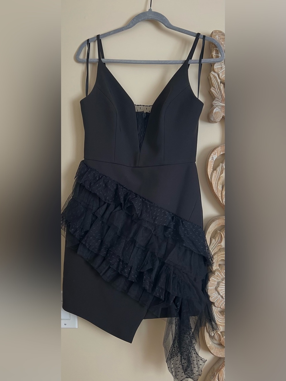 BCBGMaxAzria Black One-Shoulder Ruffle Cocktail Dress